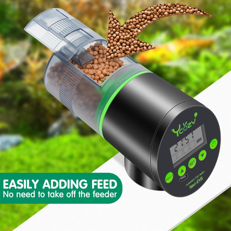 Ycozy Automatic Fish Feeder Rechargeable with Type-C Cable Fish Feeder Automatic Dispenser for Vacation Small Tank/Betta/Turtle Upgraded Moisture-Proof Container - Image 3
